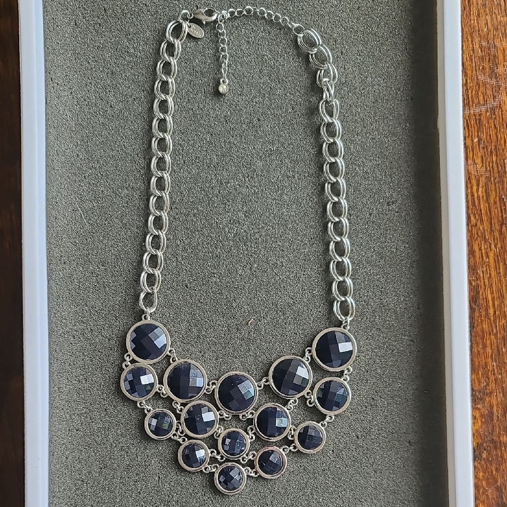 Lia Sophia "Keku By Jennifer" Silver and Blue Statement Necklace